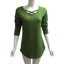 Cross Hollow Out T Shirt Women Solid Long Sleeve Casual Shirt Slim Cotton Autumn Tops Poleras De Mujer#B12