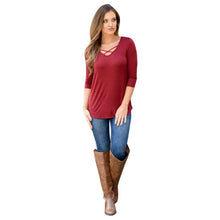 Cross Hollow Out T Shirt Women Solid Long Sleeve Casual Shirt Slim Cotton Autumn Tops Poleras De Mujer#B12