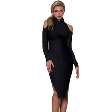 Cute Black Off Shoulder Turtleneck Sheath Dress Women Sexy Bodycon Vestidos Full Plus Size Dresses 70222