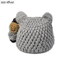 Cute Cats Ear Shaped Beanie Women Solid Knitted Ladies Winter Warm Hats Mixed Hair Ball Winter Cap Gorros E Toucas Feminina#C103