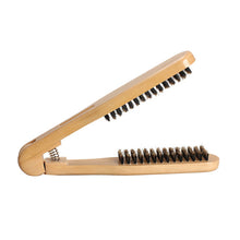 DIY Salon Hairdressing Hair Straightener Wooden Anti-static Dual-Brush Comb
