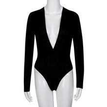 Deep V-Neck Sexy One Piece Outfits Long Sleeve Slim One Piece Bodysuits For Women Rompers Womens Spring Wear #212