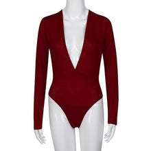 Deep V-Neck Sexy One Piece Outfits Long Sleeve Slim One Piece Bodysuits For Women Rompers Womens Spring Wear #212
