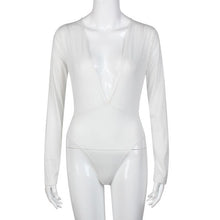 Deep V-Neck Sexy One Piece Outfits Long Sleeve Slim One Piece Bodysuits For Women Rompers Womens Spring Wear #212