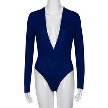 Deep V-Neck Sexy One Piece Outfits Long Sleeve Slim One Piece Bodysuits For Women Rompers Womens Spring Wear #212