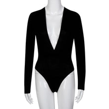 Deep V-Neck Sexy One Piece Outfits Long Sleeve Slim One Piece Bodysuits For Women Rompers Womens Spring Wear #212