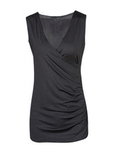 Deep V Neck Wrap Sleeveless Tank Long Shirt Casual Fashion Elegant Office Womens Blouses For Spring 2017 New Summer Ladies