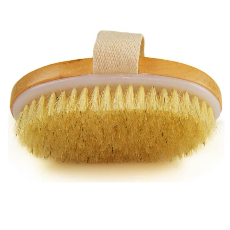 Dry Skin Body Brush Natural Bristle Brush Soft Handle Pouch Brush SPA Brush Yellow