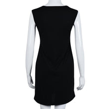 Elegant Dress Hollow Out Grid Simple Round Neck Sleeveless Black Dress Cotton Blend Roupas Feminina#3546