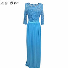Elegant Maxi Dress Flare Dress Lace Crochet Chiffon Half Sleeve Evening Party Dress Vestidos De Renda #C812