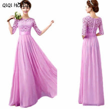 Elegant Maxi Dress Flare Dress Lace Crochet Chiffon Half Sleeve Evening Party Dress Vestidos De Renda #C812