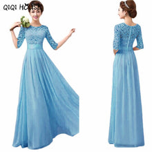 Elegant Maxi Dress Flare Dress Lace Crochet Chiffon Half Sleeve Evening Party Dress Vestidos De Renda #C812
