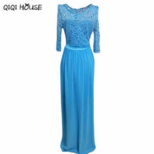 Elegant Maxi Dress Flare Dress Lace Crochet Chiffon Half Sleeve Evening Party Dress Vestidos De Renda #C812