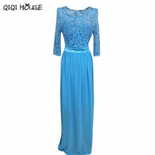 Elegant Maxi Dress Flare Dress Lace Crochet Chiffon Half Sleeve Evening Party Dress Vestidos De Renda #C812
