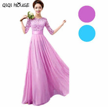 Elegant Maxi Dress Flare Dress Lace Crochet Chiffon Half Sleeve Evening Party Dress Vestidos De Renda #C812