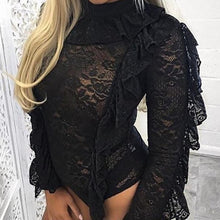 Elegant Overalls Sexy Rompers For Women Black Lace Long Sleeve Bodysuits 2017 Women Clothes Sexy Rompers#121