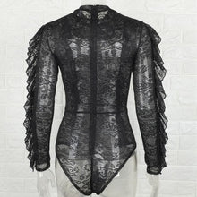 Elegant Overalls Sexy Rompers For Women Black Lace Long Sleeve Bodysuits 2017 Women Clothes Sexy Rompers#121