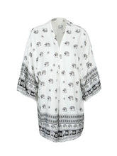 Elegant Print Boho Bohemian Pattern Open Blouse Women Kimono Long Shirt Loose Blouse Cover Up White Cotton Kimono Cardigan