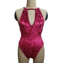 Elegant Velvet Sleeveless Romper Sexy Backless Women Bodysuit Halter Sexy One Piece Outfits Jumpsuits & Rompers#121