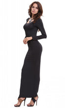 Elegant Women Dress Red Black Blue Polyester Soft Stretch Long Maxi Dress Bodycon Dresses With Long Sleeves Plain House Dress