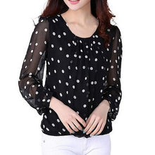 Elegant Women Polka Dot Chiffon Shirt Women Long Sleeve Summer 2017 Pullover Women Tops Blouses camisetas mujer Plus Size #03