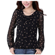 Elegant Women Polka Dot Chiffon Shirt Women Long Sleeve Summer 2017 Pullover Women Tops Blouses camisetas mujer Plus Size #03