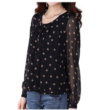 Elegant Women Polka Dot Chiffon Shirt Women Long Sleeve Summer 2017 Pullover Women Tops Blouses camisetas mujer Plus Size #03