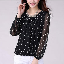 Elegant Women Polka Dot Chiffon Shirt Women Long Sleeve Summer 2017 Pullover Women Tops Blouses camisetas mujer Plus Size #03