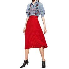 Embroidery Floral Blouses Blue Striped Long Sleeve Fashion Women Blouse Turn-down Collar Blouse Blusas Mujer#1121