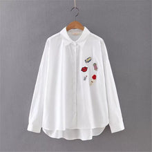 Embroidery Plus Size Shirt Casual Long Sleeve Blouses Striped Blusas Fashion Turn-down Collar Femininas Tops 71772