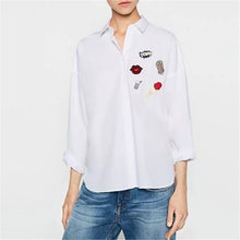 Embroidery Plus Size Shirt Casual Long Sleeve Blouses Striped Blusas Fashion Turn-down Collar Femininas Tops 71772