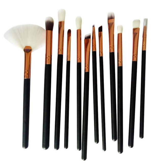 Excellent Quality 12Pcs Cosmetic Brush Makeup Brush Sets Kits Tools wool fiber + aluminum + wooden handle Material Anne