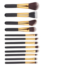 Excellent Quality Synthetic Hair aluminium tube 12Pc Makeup Brushes Set Powder Foundation Eyeshadow Eyeliner Lip Cosmetic Brush