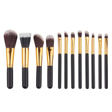 Excellent Quality Synthetic Hair aluminium tube 12Pc Makeup Brushes Set Powder Foundation Eyeshadow Eyeliner Lip Cosmetic Brush
