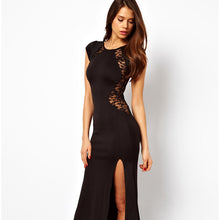 Female Plus Size Evening Party Lace Long 2015 Bodycon Split Red Black Brief Dress Gowns 70024