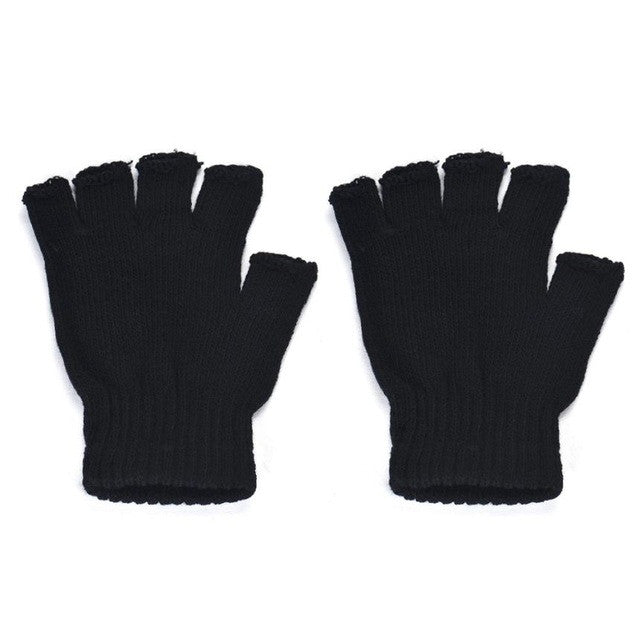 Fingerless Gloves Men Knitted Black Stretch Warm Gloves Winter Outwear Driving Gloves Spor Eldiveni Luvas Frio#A121