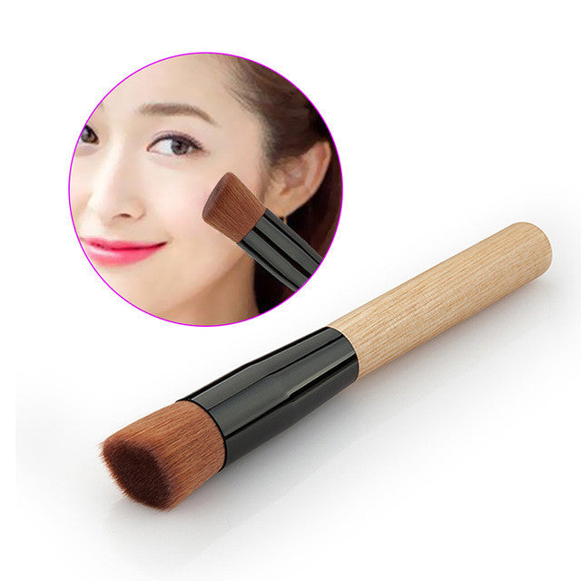Flat Foundation Brush Universal Makeup Powder Beauty Oblique Head Brush Wood Handle Tools
