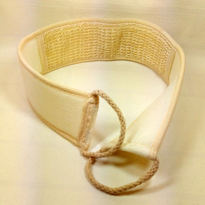 Flax Cotton Soft Exfoliating Back Strap Bath Brush Shower Massage Spa Scrubber Sponge Body Skin Health Cleaning