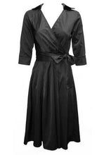 Front Big Bow Bowknot V Neck Women Noble Dress Summer Elegant Pleated Black Dress With Belt Swing Rockabilly Half Sleeve
