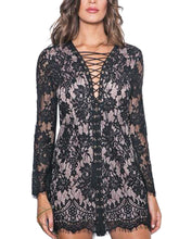 Front Lace Up See Through Sexy Sheer Embroidery Mini Micro Flower Pattern Floral Elegant Dress Loose European Style Crochet 2016