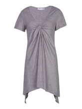 Front Ruched Gray Irregular Hem Long Top Twist Front V Neck Blouse Women'S Clothes Women Tops And Blouses