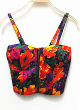 Front Zipper Floral Printed Polka Dot Rose Pattern Tribal Print Strappy Bra Sexy Bralet Bralette Crop Top Camis Sexy Casual