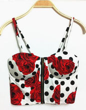 Front Zipper Floral Printed Polka Dot Rose Pattern Tribal Print Strappy Bra Sexy Bralet Bralette Crop Top Camis Sexy Casual