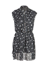Front Zipper Star Print V Neck See Through Chiffonmini Casual Dress Peplum Sheer Sleeveless Summer Dresses Casual Womens Summer