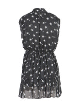 Front Zipper Star Print V Neck See Through Chiffonmini Casual Dress Peplum Sheer Sleeveless Summer Dresses Casual Womens Summer