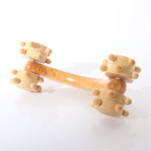 Full-body Four Wheels Wooden Roller Relaxing Hand Massage Tool Reflexology Face Hand Foot Back Body Therapy