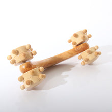 Full-body Four Wheels Wooden Roller Relaxing Hand Massage Tool Reflexology Face Hand Foot Back Body Therapy