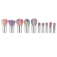 GUJHUI 10PCS Beauty Foundation Powder Eyebrow Eyeliner Blush Cosmetic Concealer Makeup brushes set Maquiagem Silver