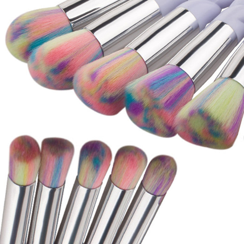 GUJHUI 10PCS Beauty Foundation Powder Eyebrow Eyeliner Blush Cosmetic Concealer Makeup brushes set Maquiagem Silver