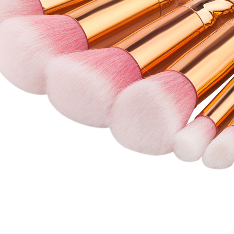 GUJHUI 10PCS Foundation Powder Makeup brushes professional Eyebrow Eyeliner Blush Cosmetic Concealer Make up brush Gold